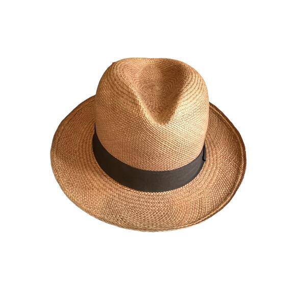 Montecristi Straw Fedora Hat Medium Brown - Picture 4 of 7